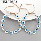 6Pcs Eye Bracelets Women Adjustable Lucky Weave Cord Beaded Chain Jewelry