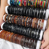 50Pcs Random Multi-layer Leather Bracelet Men Women Charm Wrap Jewelry
