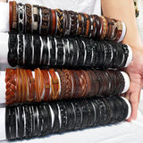 50Pcs Random Multi-layer Leather Bracelet Men Women Charm Wrap Jewelry