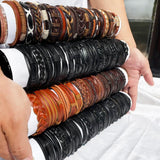 50Pcs Random Multi-layer Leather Bracelet Men Women Charm Wrap Jewelry