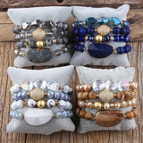 Moon Stone Charm 4pc Stack Bracelets Set For Women Jewelry Gift