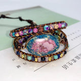 Royal Stone Leather Bracelet Wrap Crystal Art Bracelet