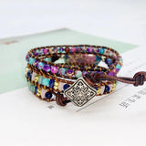Royal Stone Leather Bracelet Wrap Crystal Art Bracelet