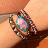 Royal Stone Leather Bracelet Wrap Crystal Art Bracelet
