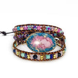 Royal Stone Leather Bracelet Wrap Crystal Art Bracelet