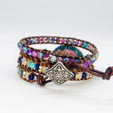 Royal Stone Leather Bracelet Wrap Crystal Art Bracelet