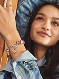 925 Silver Heart Closure Snake Chain Bracelet for Women