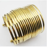 Punk Style Wide Bangle Bracelet Stainless Steel Golden Jewelry Women