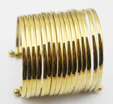 Punk Style Wide Bangle Bracelet Stainless Steel Golden Jewelry Women