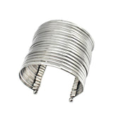 Punk Style Wide Bangle Bracelet Stainless Steel Golden Jewelry Women