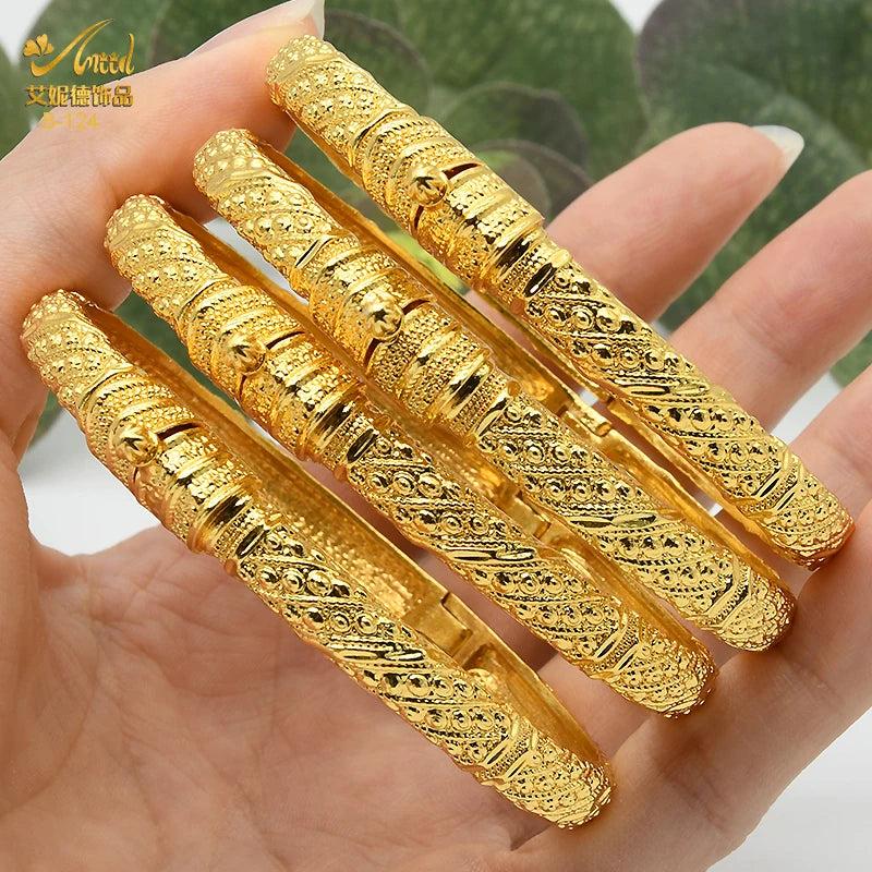 Ethiopian 24K Bangle Indian Women Arabic Bride Wedding Party Charm Bracelet
