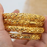 4pcs 24K Dubai Bangles Women Saudi Bracelet Africa Ethiopian Habesha Jewelry