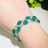 Green Cubic Zirconia Silver Bridal Wedding Bracelet for Brides