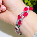 Green Cubic Zirconia Silver Bridal Wedding Bracelet for Brides