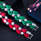 Green Cubic Zirconia Silver Bridal Wedding Bracelet for Brides