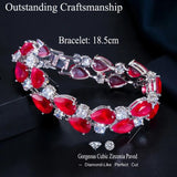 Green Cubic Zirconia Silver Bridal Wedding Bracelet for Brides