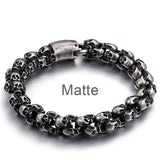 12mm Punk Skull Bracelets For Men Stainless Steel 316L Skeleton Charm