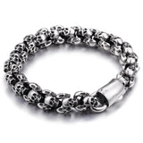 12mm Punk Skull Bracelets For Men Stainless Steel 316L Skeleton Charm