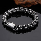 12mm Punk Skull Bracelets For Men Stainless Steel 316L Skeleton Charm