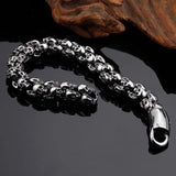 12mm Punk Skull Bracelets For Men Stainless Steel 316L Skeleton Charm