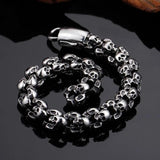 12mm Punk Skull Bracelets For Men Stainless Steel 316L Skeleton Charm