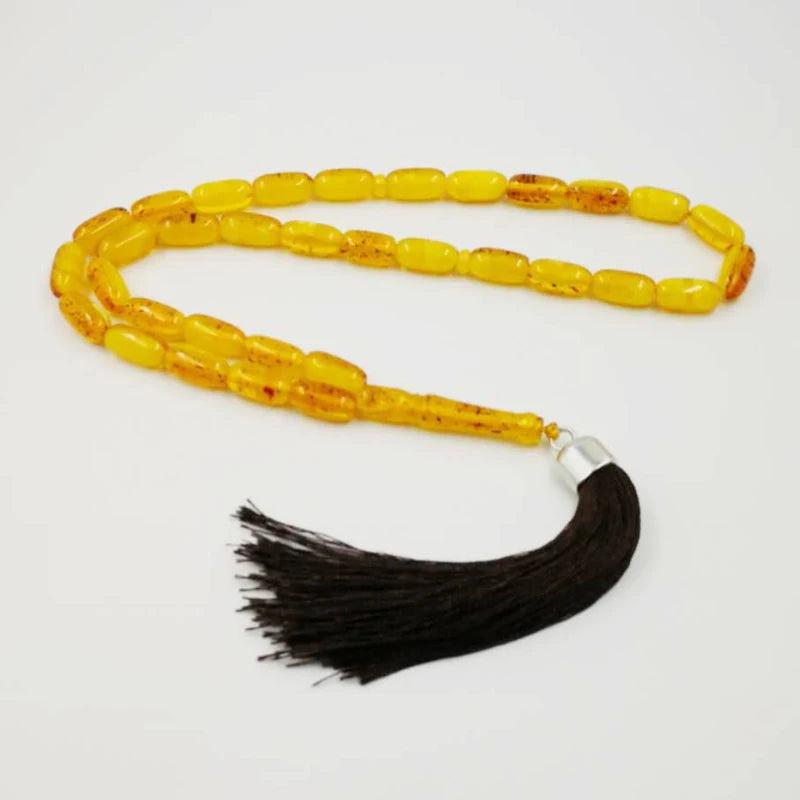 Yellow Ambers Rosary 33 Muslim Tasbih Eid Islamic prayer beads Man's Misbaha