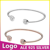 925 Sterling Silver Open Bangle Charm Bracelet Gift