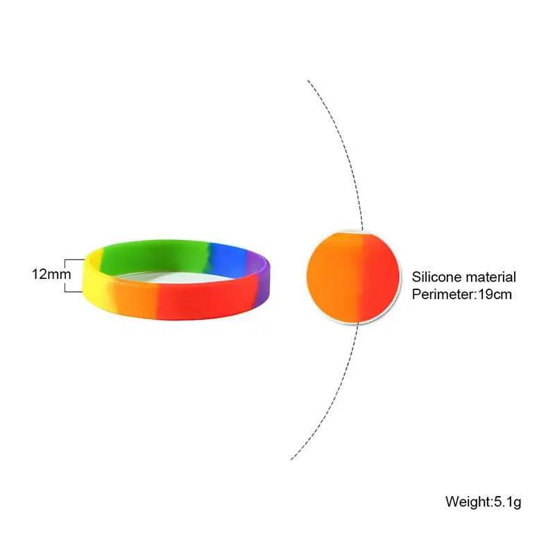 50pcs LGBT Pride Rainbow Colorful Wristband Silicone Bracelet Jewelry