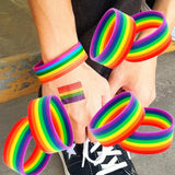 50pcs LGBT Pride Rainbow Colorful Wristband Silicone Bracelet Jewelry