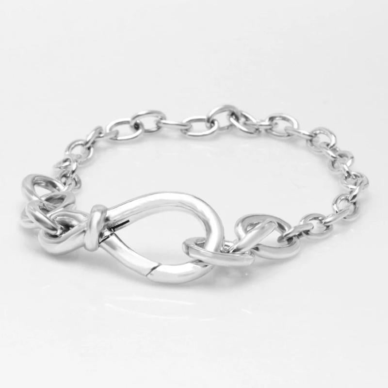 925 Silver Knot Snake Chain Bracelet Bangle Women Charm Beads
