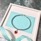 Stainless Steel Beaded Heart Charms Bracelet for Women