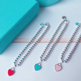 Stainless Steel Beaded Heart Charms Bracelet for Women