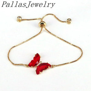 10Pcs Glass butterfly charm bracelet,Copper adjustable bracelet