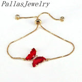 10Pcs Glass butterfly charm bracelet,Copper adjustable bracelet