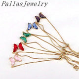 10Pcs Glass butterfly charm bracelet,Copper adjustable bracelet