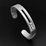 Vanifin Stainless Steel Unisex Bangles with Sliding Beads and Stone Hollow