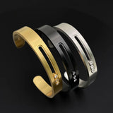 Vanifin Stainless Steel Unisex Bangles with Sliding Beads and Stone Hollow