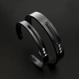 Vanifin Stainless Steel Unisex Bangles with Sliding Beads and Stone Hollow