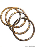 12pcs Dark Brown Bamboo Bangle Bracelet Set