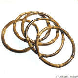 12pcs Dark Brown Bamboo Bangle Bracelet Set