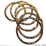 12pcs Dark Brown Bamboo Bangle Bracelet Set