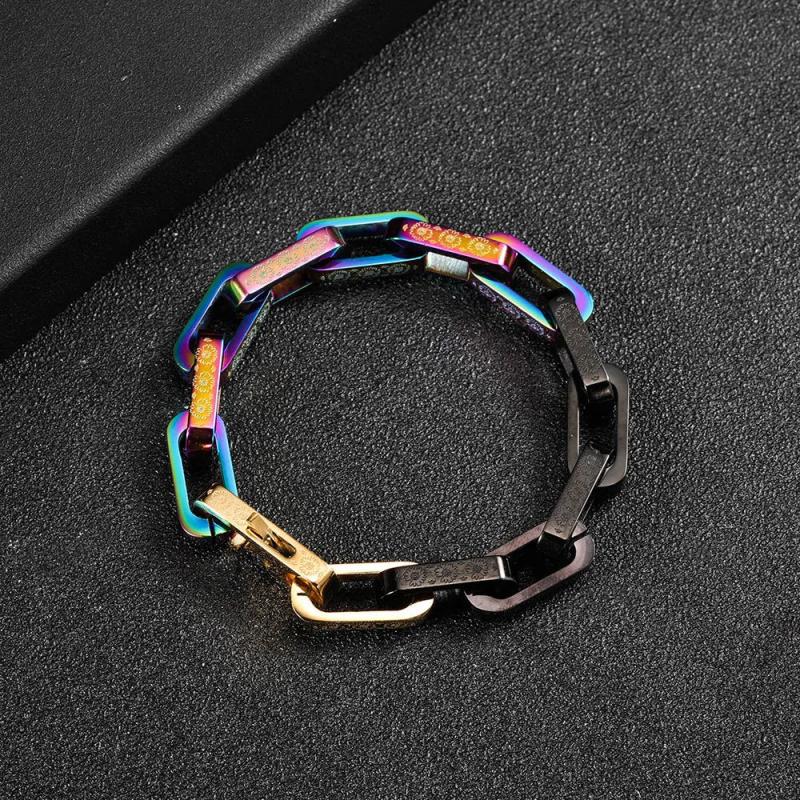 Colorful Stainless Steel Hip Hop Bracelet Men Women