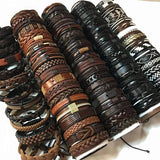 Bulk Leather Charm Bracelets For Men Women Vintage Mix Styles Adjustable Bangle