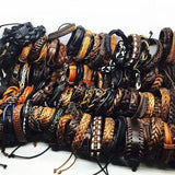 Bulk Leather Charm Bracelets For Men Women Vintage Mix Styles Adjustable Bangle