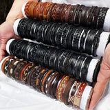 Vintage Leather Bracelet & Bangles for Men Women Multi-layer Arm Jewelry
