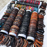 Vintage Leather Bracelet & Bangles for Men Women Multi-layer Arm Jewelry