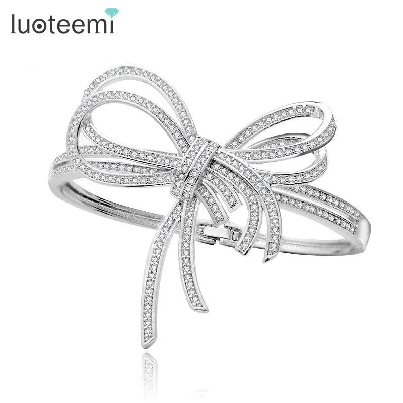 Bowknot Shape CZ Bracelet for Women Wedding Bridal