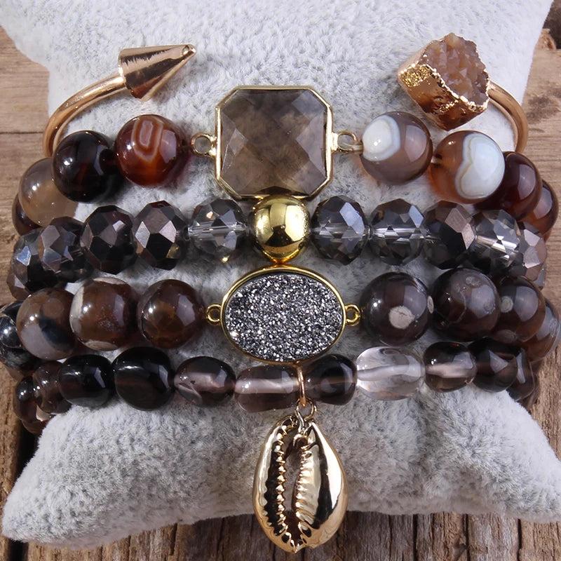 Boho Beaded Bracelet Set 5pc Stack Bracelet & Bangle Sets For Women Gift