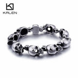 Men's Punk Stainless Steel Skull Charm Bracelet 20.5cm Biker Gothic Jewelry