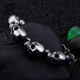 Men's Punk Stainless Steel Skull Charm Bracelet 20.5cm Biker Gothic Jewelry